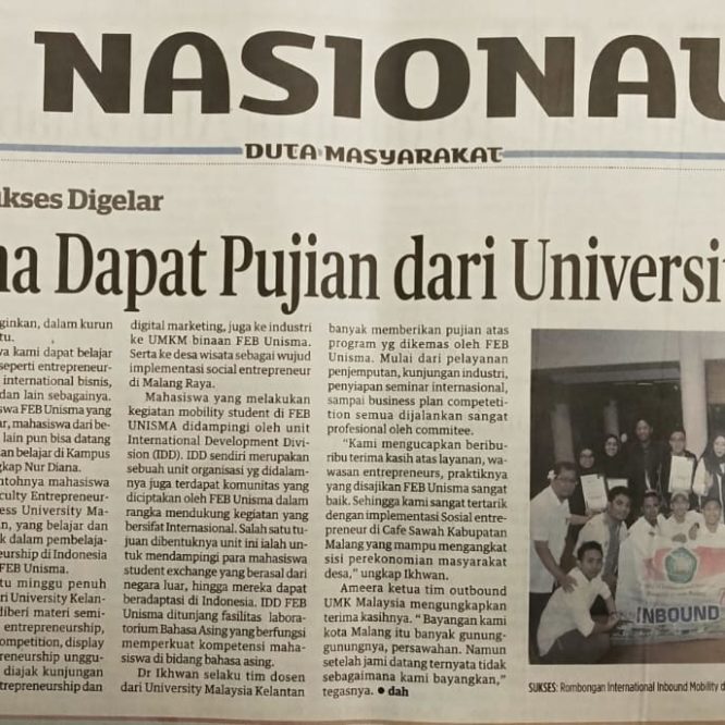 Berita Seputar Unisma Di Media Cetak Jum’at 28 Februari 2020