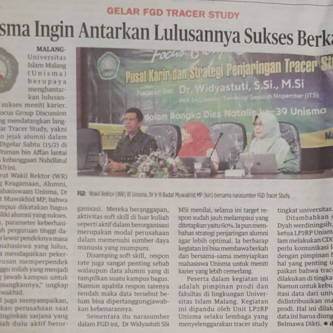 BERITA SEPUTAR UNISMA TANGGAL 19 FEBRUARI 2020