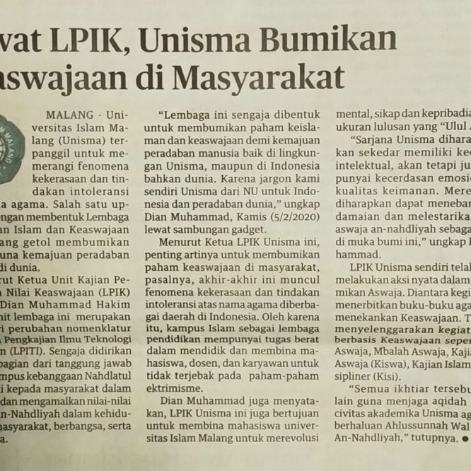 Berita Seputar Unisma Jum’at 6 Maret 2020