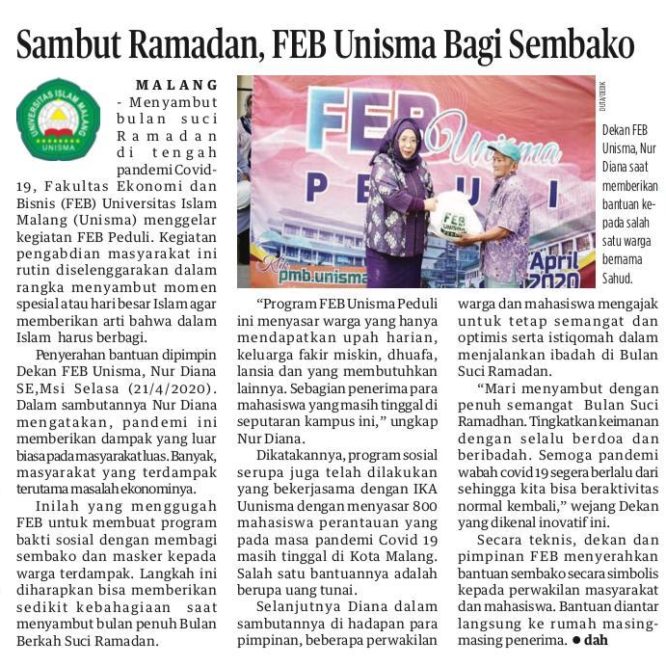 Berita Seputar Unisma Kamis 23 April 2020