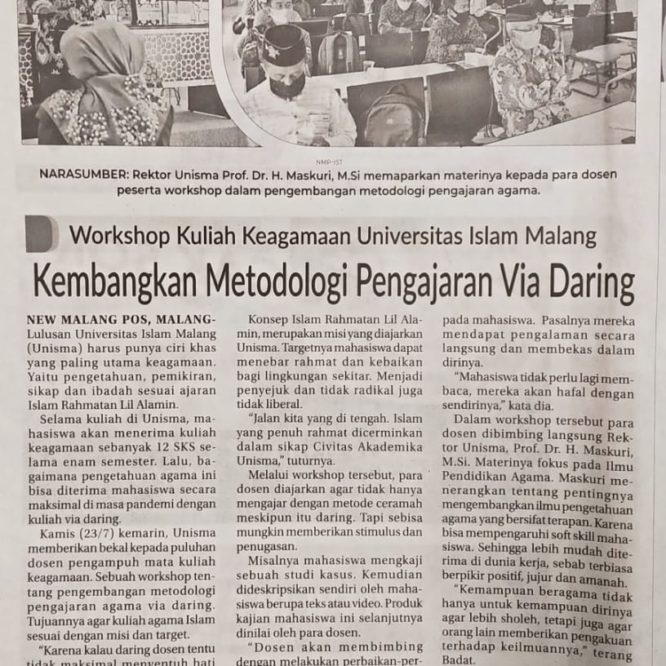 Berita Seputar Unisma Jum’at 24 Juli 2020