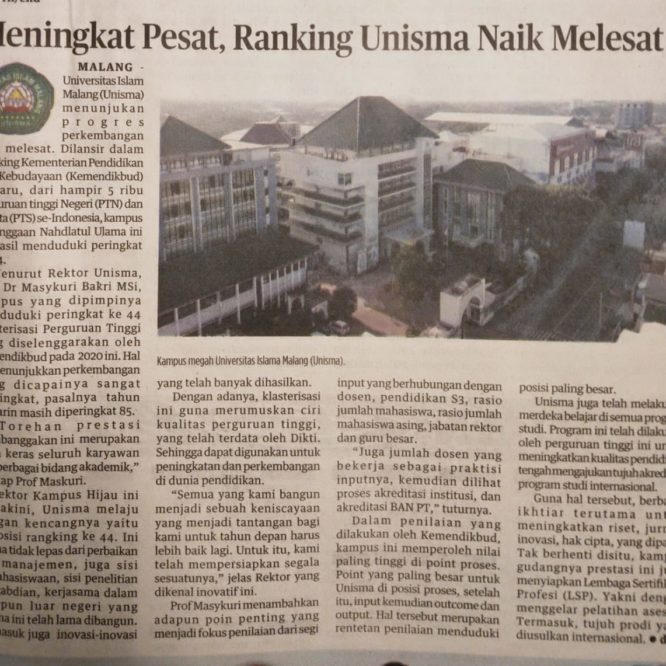 Berita Seputar Unisma 20-22 Agustus 2020