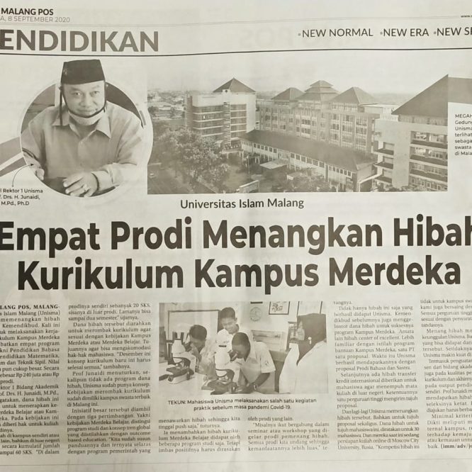 BERITA SEPUTAR UNISMA 8 SEPTEMBER 2020