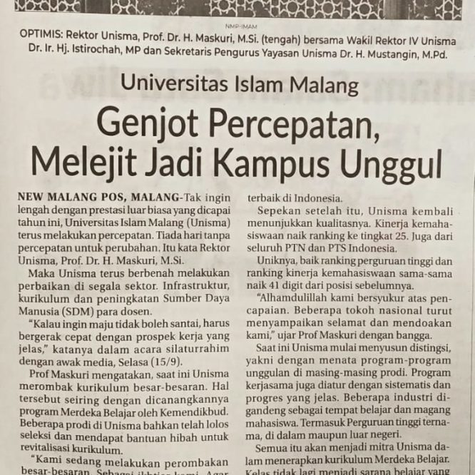 Berita Seputar Unisma Kamis 17 September 2020