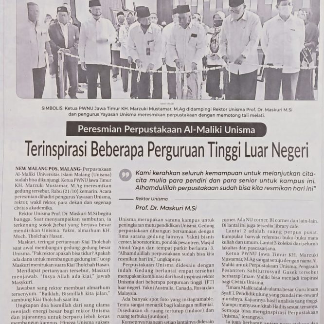 BERITA SEPUTAR UNISMA KAMIS 22 OKTOBER 2020
