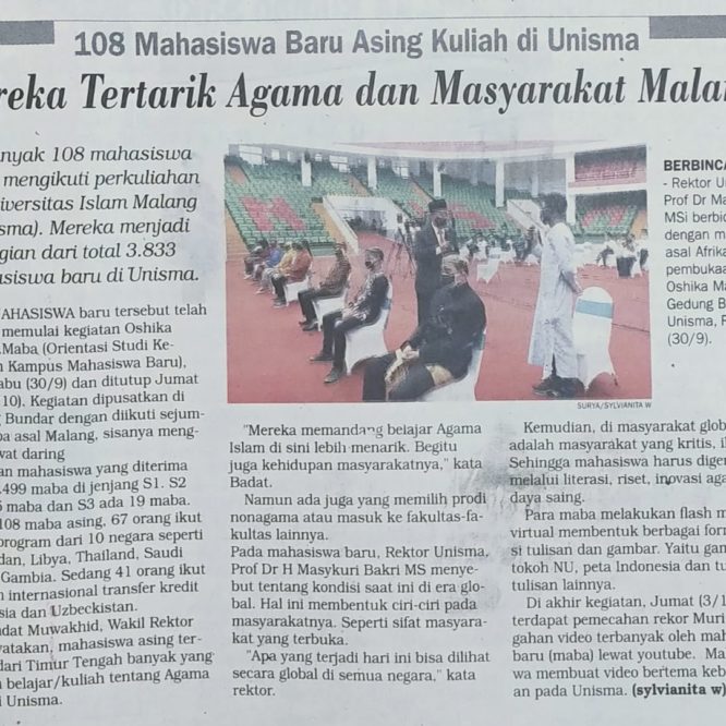 BERITA SEPUTAR UNISMA 3 OKTOBER 2020