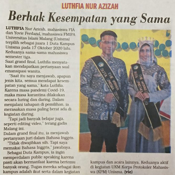 BERITA SEPUTAR UNISMA SABTU 24 OKTOBER 2020