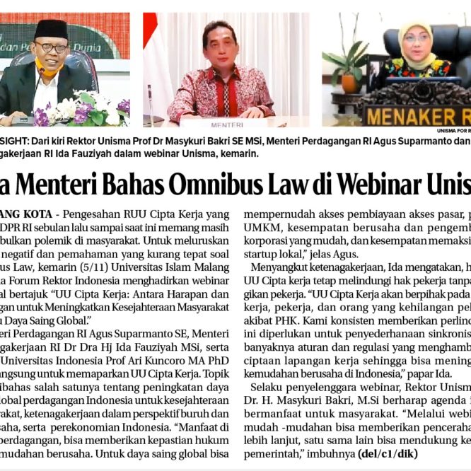 BERITA SEPUTAR UNISMA JUM`AT 6 NOVEMBER 2020