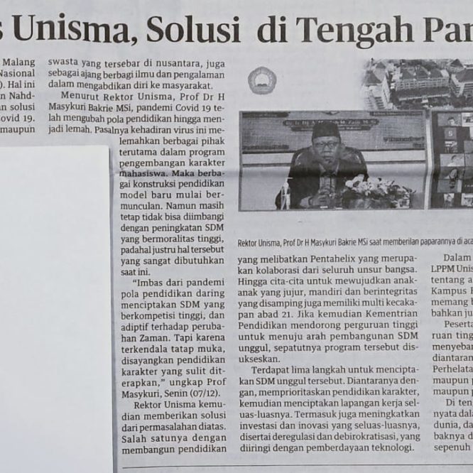 BERITA SEPUTAR UNISMA SELASA 8 DESEMBER 2020