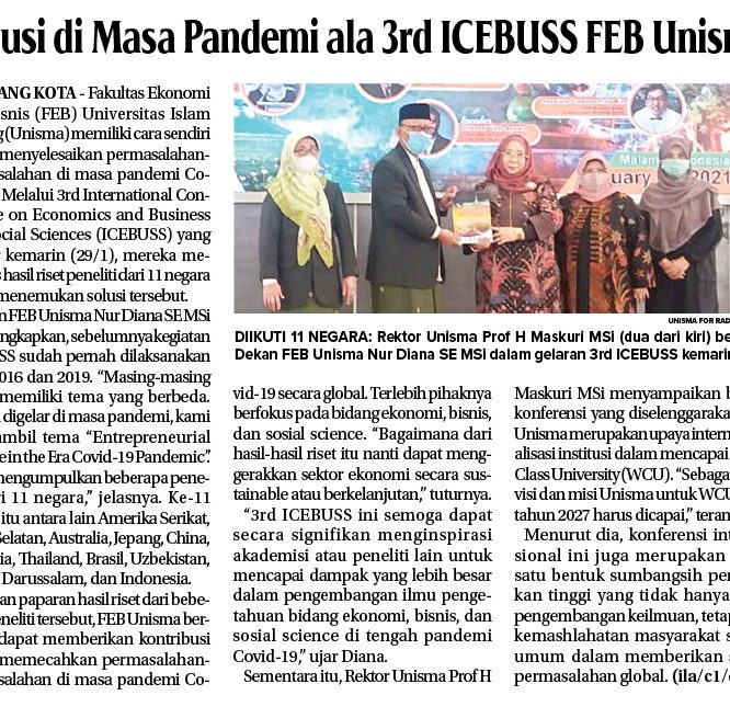 BERITA SEPUTAR UNISMA SABTU 30 JANUARI 2021