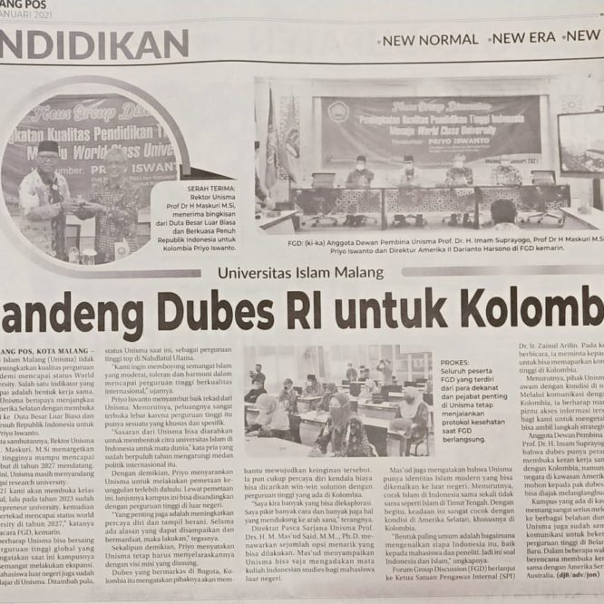 BERITA SEPUTAR UNISMA 29 JANUARI 2021