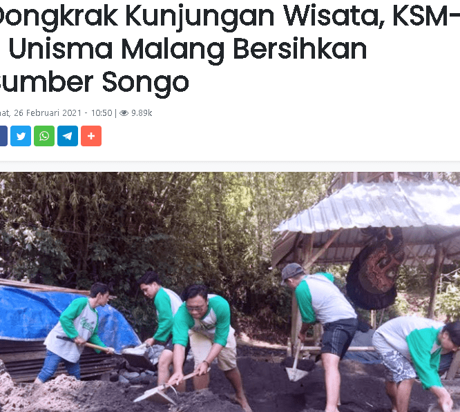 Dongkrak Kunjungan Wisata, Mahsiswa KSM-T Bersihkan Sumber Songo
