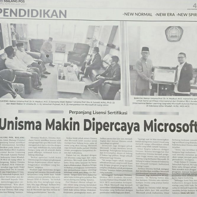 BERITA SEPUTAR UNISMA SABTU 6 FEBRUARI 2021