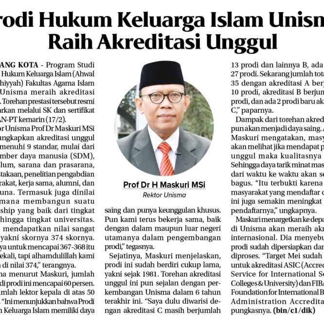 BERITA SEPUTAR UNISMA KAMIS 18 FEBRUARI 2021