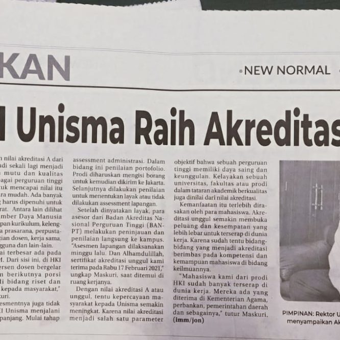 BERITA SEPUTAR UNISMA SABTU 20 FEBRUARI 2021