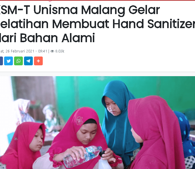 KSM-T Gelar Pelatihan Membuat Hand Sanitizer dari Bahan Alami