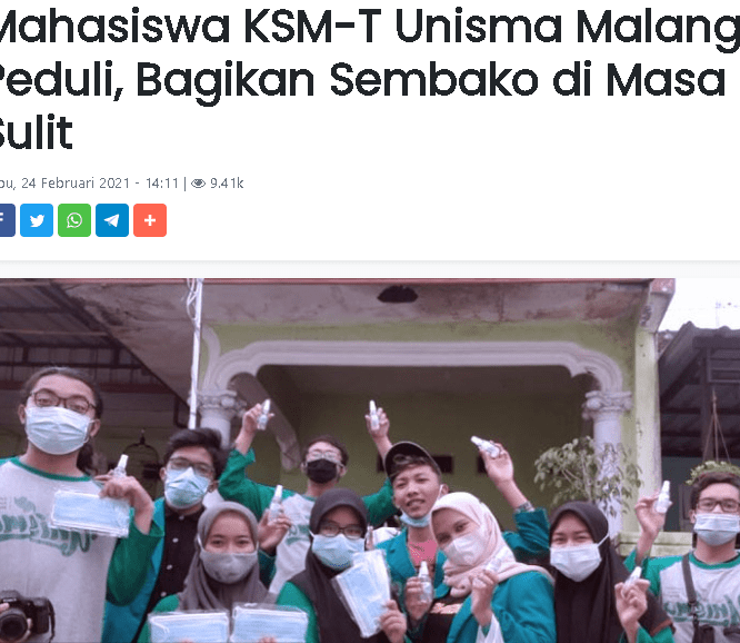 Mahasiswa KSM-T Bagikan Sembako di Masa Pandemi