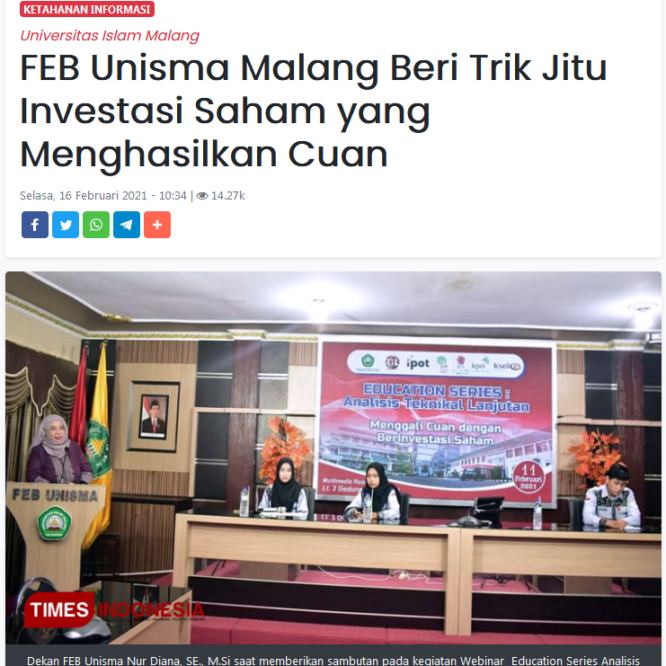 FEB Unisma Malang Beri Trik Jitu Investasi Saham yang Menghasilkan Cuan