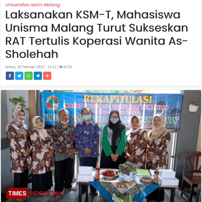 Mahasiswa KSM-T Turut Sukseskan RAT Tertulis Koperasi Wanita As-Sholehah