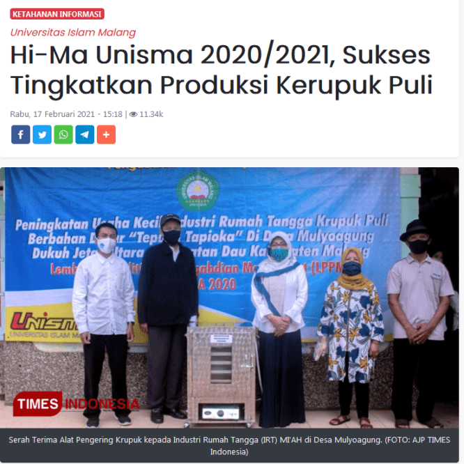 Hi-Ma Unisma 2020/2021, Sukses Tingkatkan Produksi Kerupuk Puli