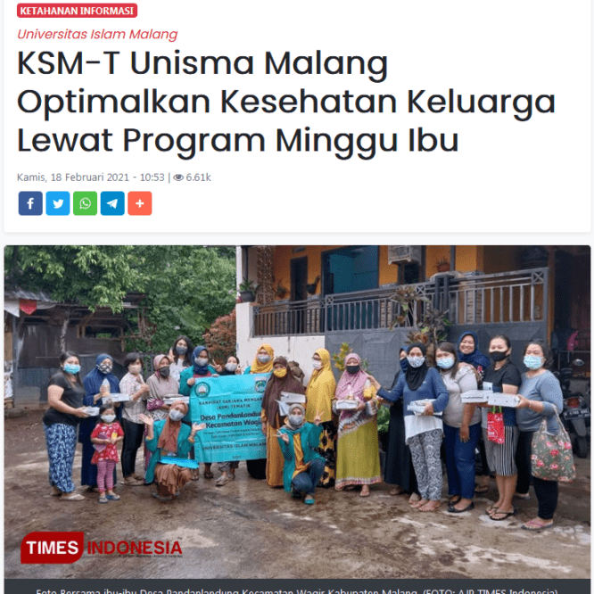 KSM-T Unisma Malang Optimalkan Kesehatan Keluarga Lewat Program Minggu Ibu