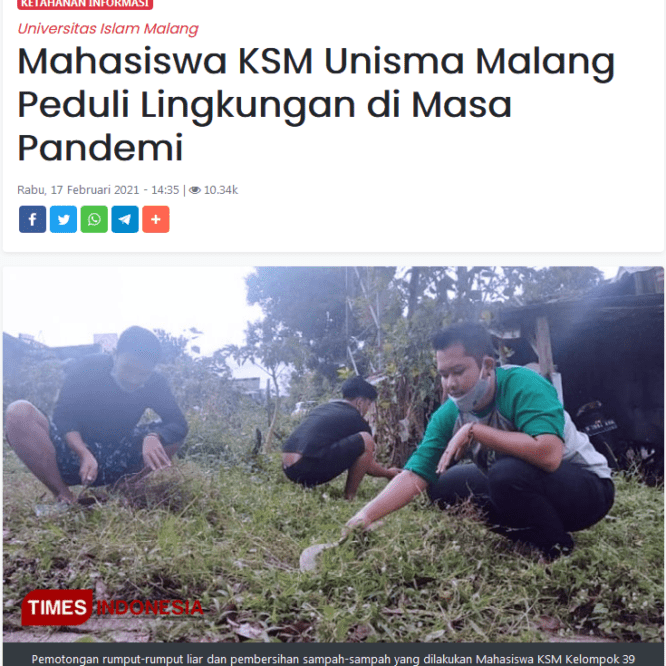 Mahasiswa KSM Unisma Malang Peduli Lingkungan