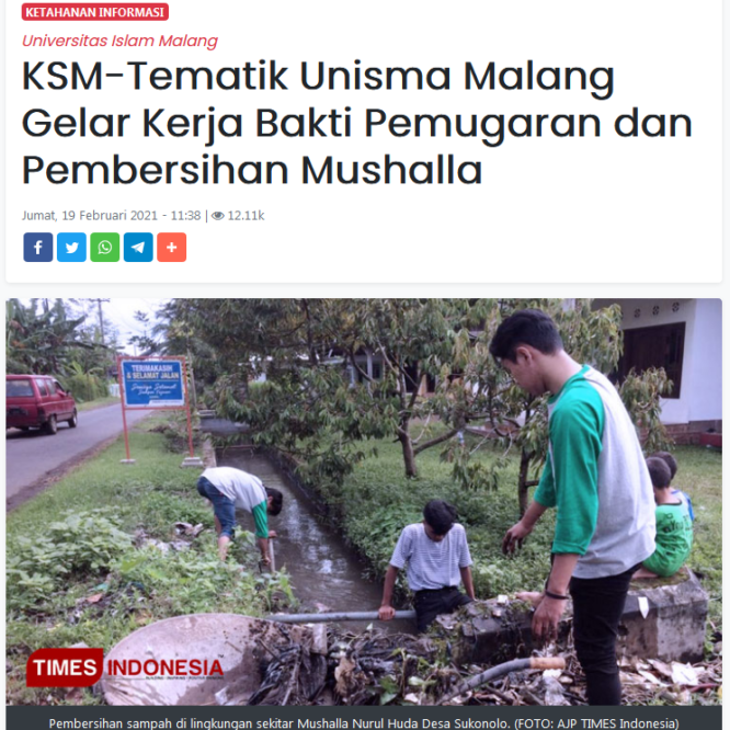 KSM-Tematik Gelar Kerja Bakti Pemugaran dan Pembersihan Mushalla
