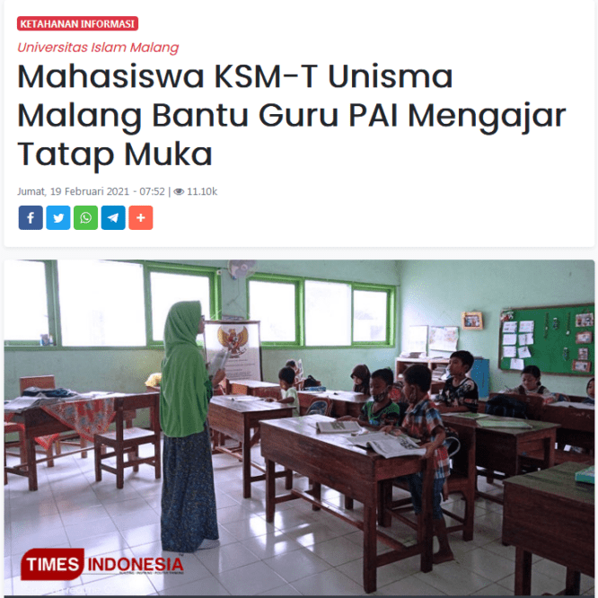 Mahasiswa KSM-T Bantu Guru PAI Mengajar Tatap Muka