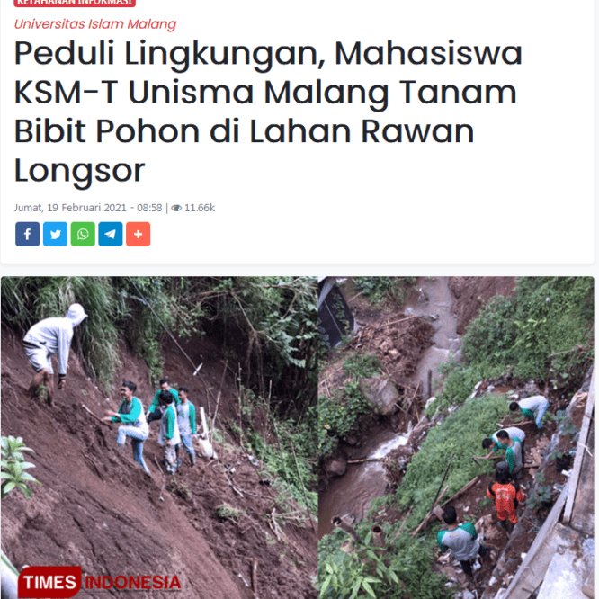 Peduli Lingkungan, Mahasiswa KSM-T Tanam Bibit Pohon di Lahan Rawan Longsor