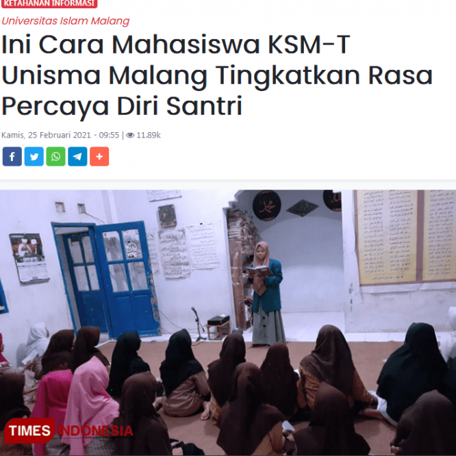 Ini Cara Mahasiswa KSM-T Tingkatkan Rasa Percaya Diri Santri