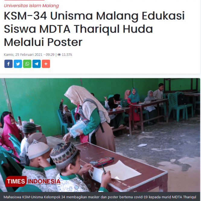 KSM-34 Edukasi Siswa MDTA Thariqul Huda Melalui Poster