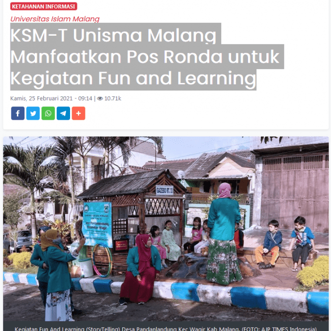 Mahasiswa KSM-Tematik Manfaatkan Pos Ronda untuk Kegiatan Fun and Learning
