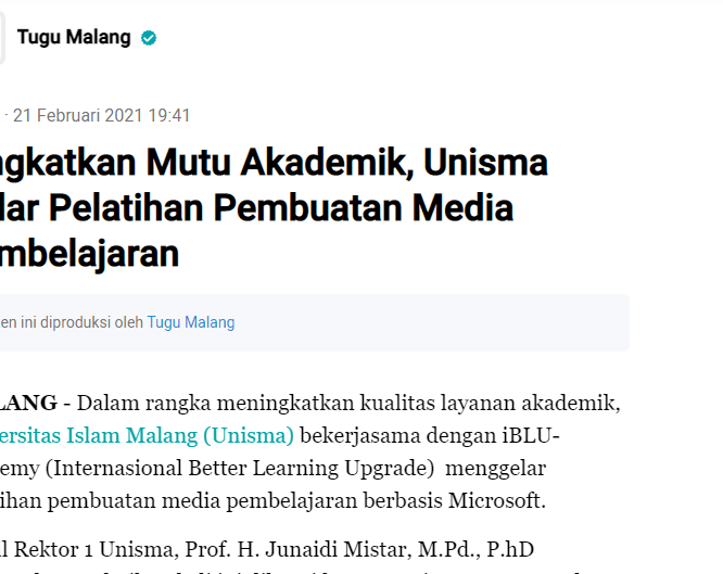 Tingkatkan Mutu Akademik, Unisma Gelar Pelatihan Pembuatan Media Pembelajaran