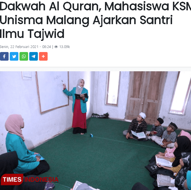 Dakwah Al Quran, Mahasiswa KSM Ajarkan Santri Ilmu Tajwid