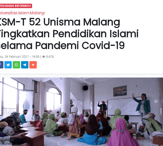 KSM-T 52 Tingkatkan Pendidikan Islami selama Pandemi Covid-19