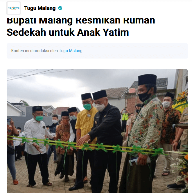 Rektor Unisma dampingi Bupati Malang Resmikan Rumah Sedekah untuk Anak Yatim