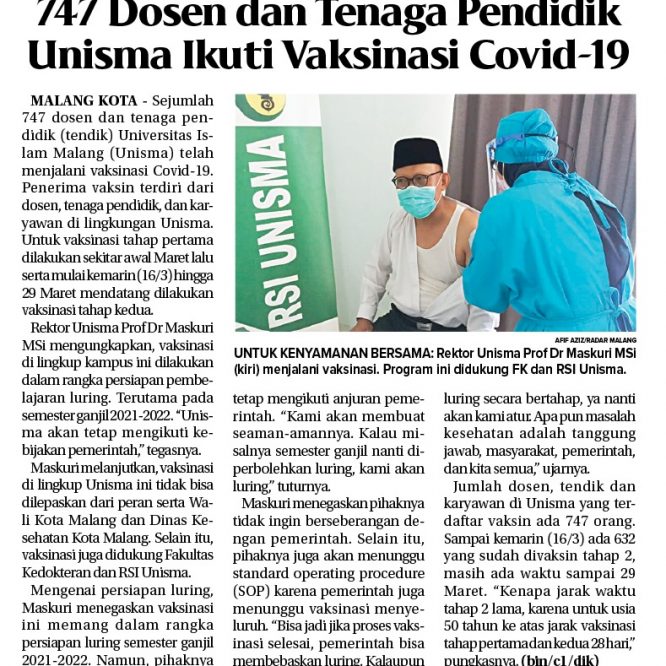 BERITA SEPUTAR UNISMA RABU 17 MARET 2021