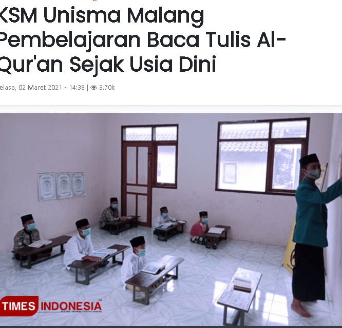 KSM Tematik Pembelajaran Baca Tulis Al-Qur’an Sejak Usia Dini