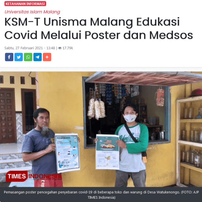 KSM-T Unisma Malang Edukasi Covid Melalui Poster dan Medsos