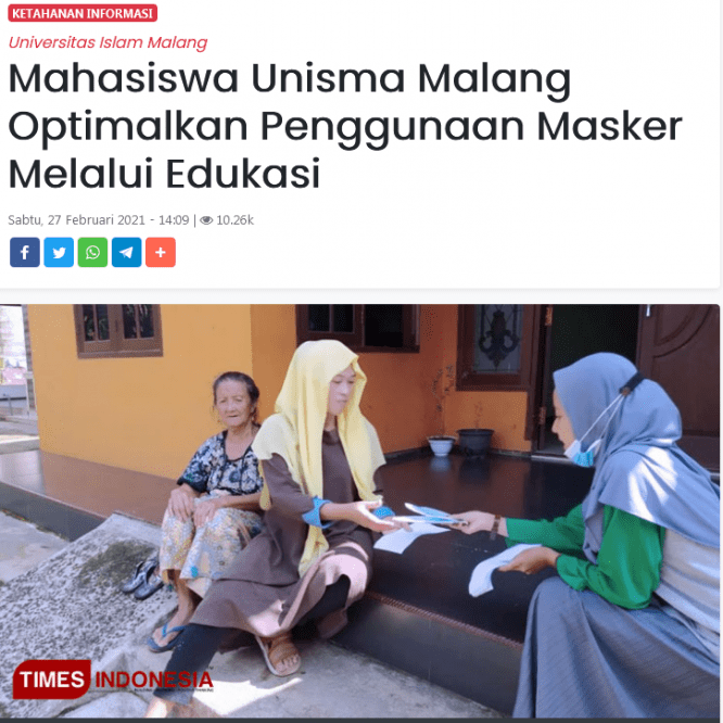 Mahasiswa Unisma Malang Optimalkan Penggunaan Masker Melalui Edukasi