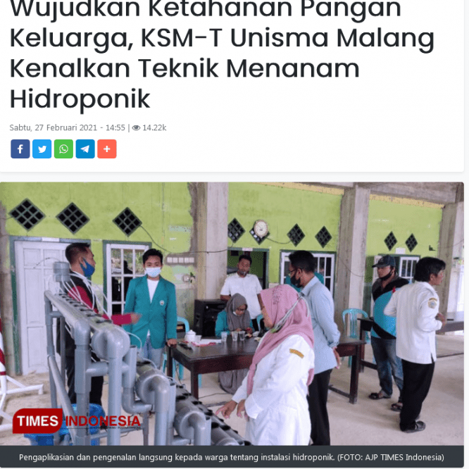 Wujudkan Ketahanan Pangan Keluarga, KSM-T Kenalkan Teknik Menanam Hidroponik