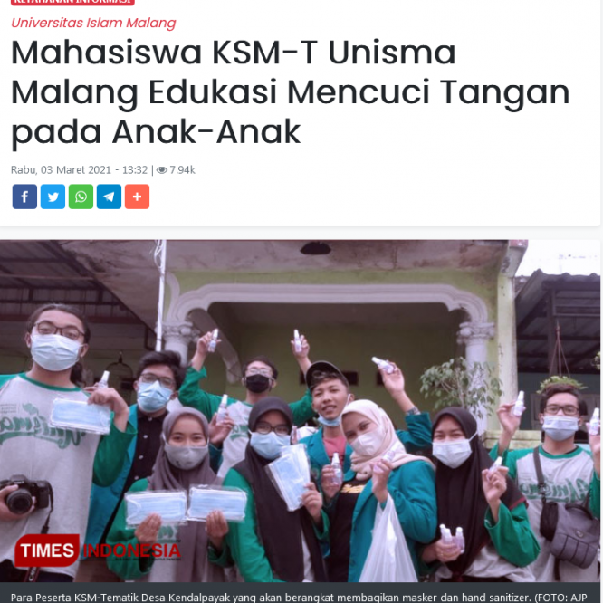 Mahasiswa KSM-T Edukasi Mencuci Tangan pada Anak-Anak