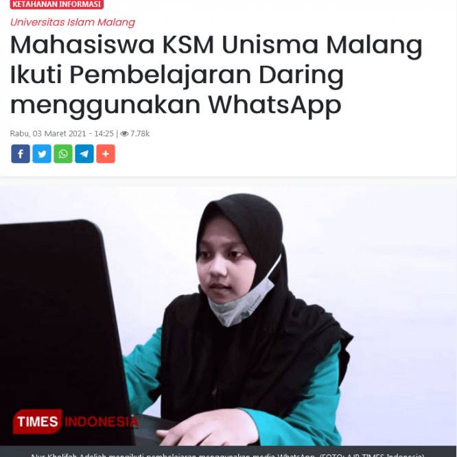 Mahasiswa KSM Ikuti Pembelajaran Daring menggunakan WhatsApp