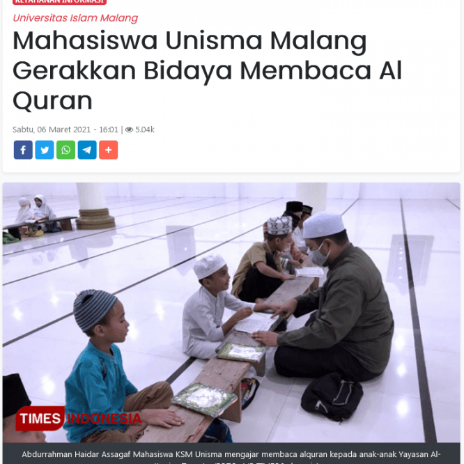 Mahasiswa KSM Tematik Gerakkan Budaya Membaca Al Quran