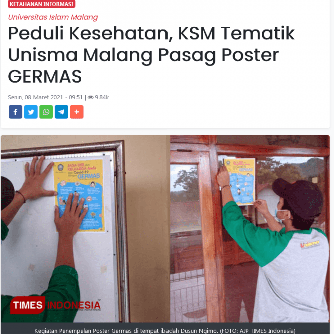 Peduli Kesehatan, KSM Tematik Pasang Poster GERMAS