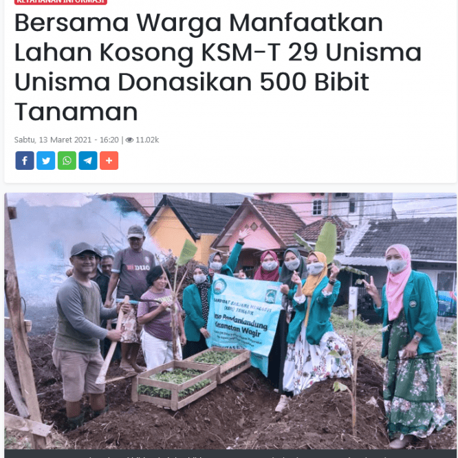 Bersama Warga Manfaatkan Lahan Kosong KSM-T 29 Donasikan 500 Bibit Tanaman