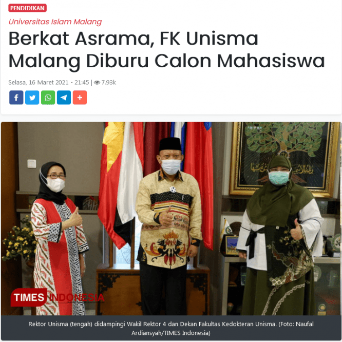 Berkat Asrama, FK Unisma Malang Diburu Calon Mahasiswa
