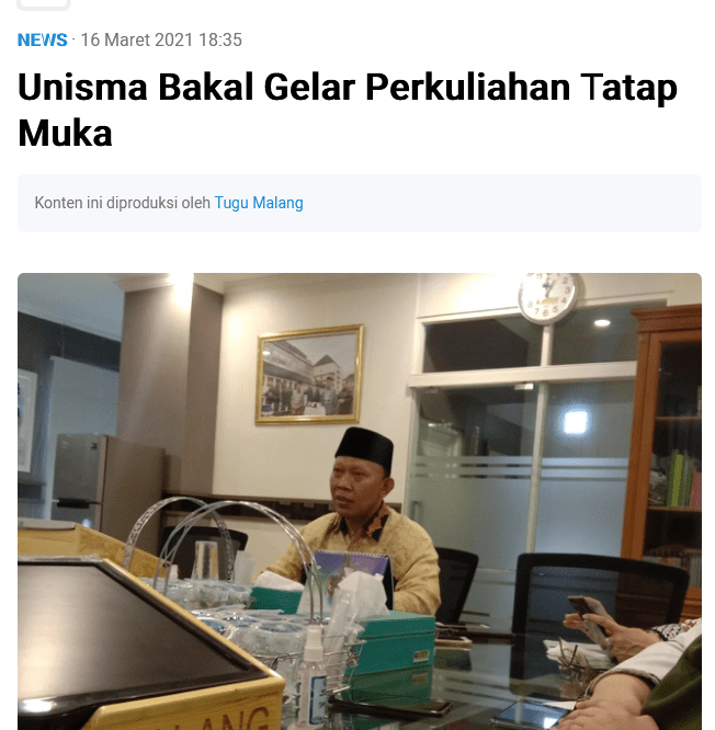 Unisma Bakal Gelar Perkuliahan Tatap Muka