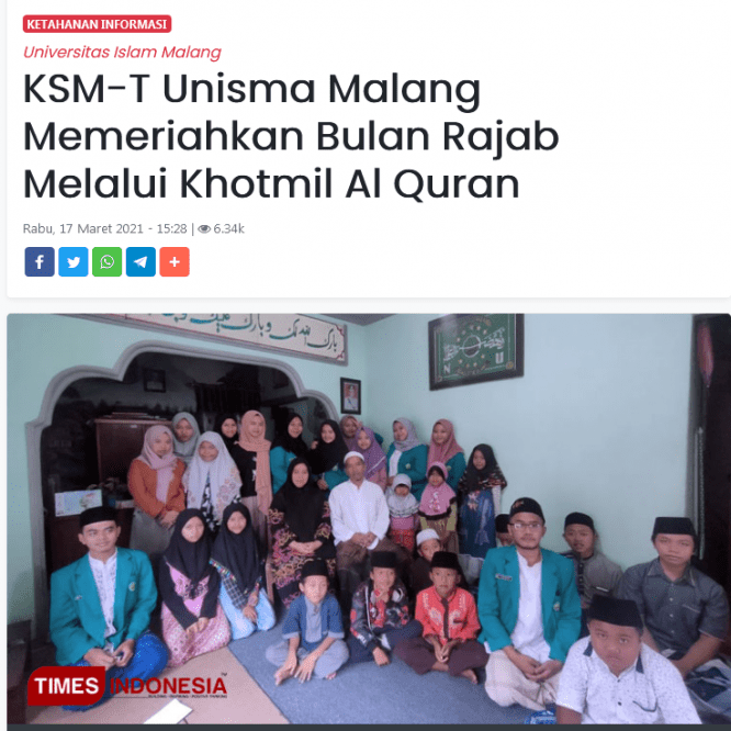 KSM-T Meriahkan Bulan Rajab Melalui Khotmil Al Quran