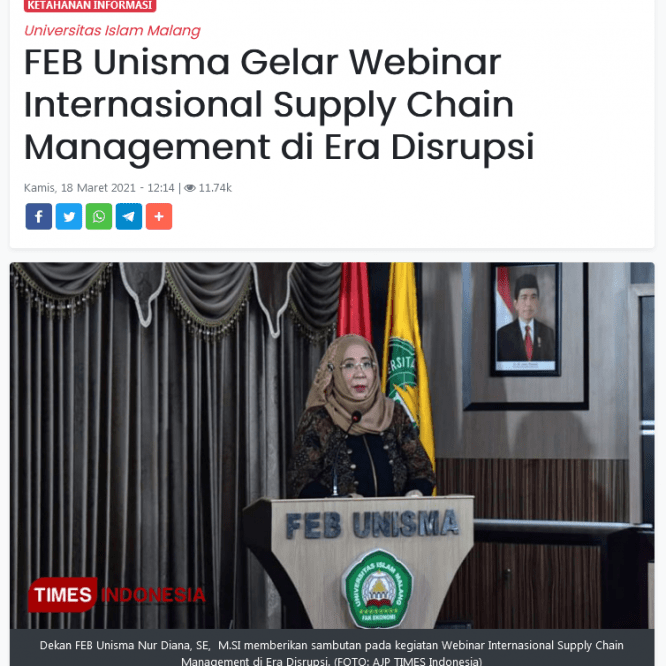FEB Unisma Gelar Webinar Internasional Supply Chain Management di Era Disrupsi